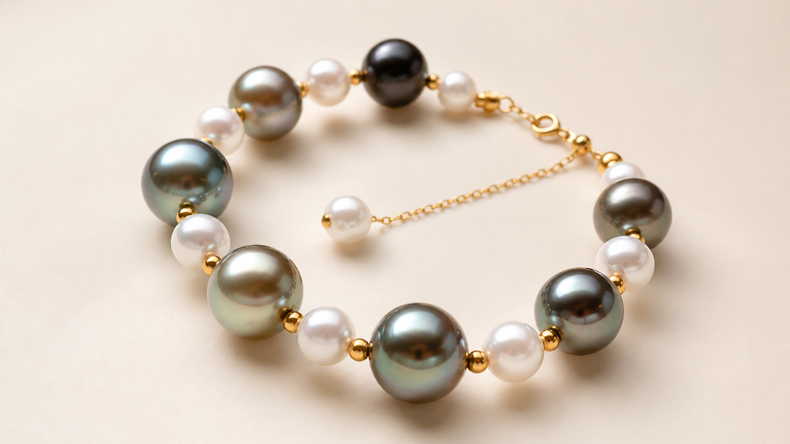 01-bracelet-detail Akoya & Tahitian Pearl Adjustable Bracelet - Image 7