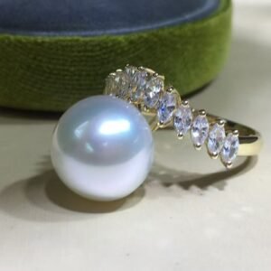 Aurora white pearl sterling silver ring