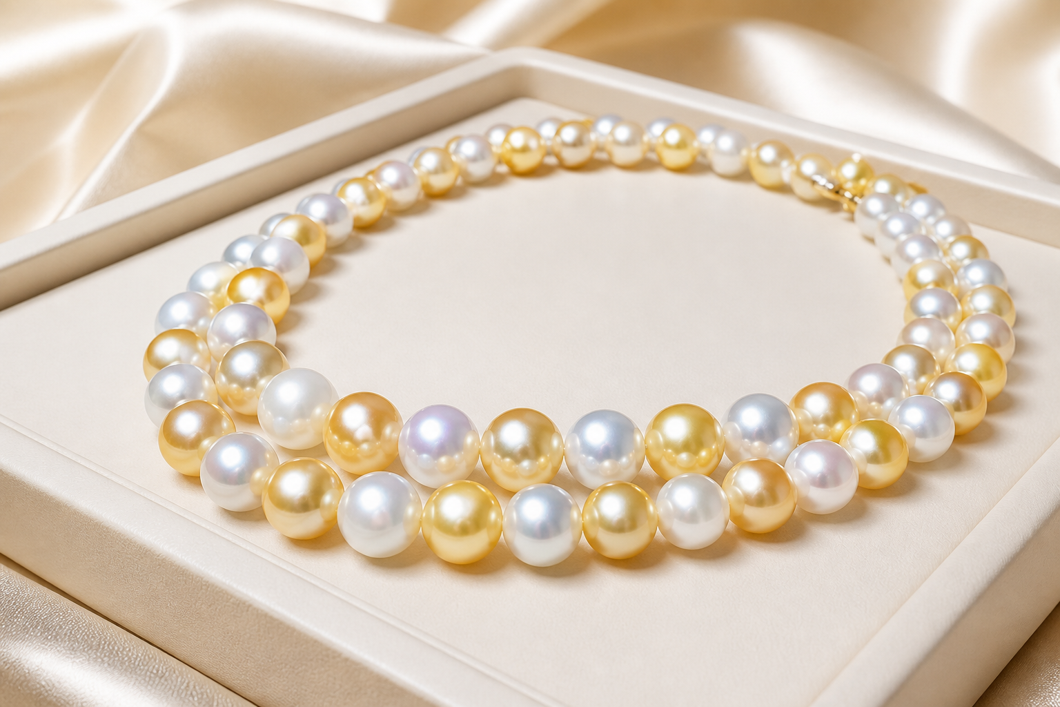 Mixed-Color Pearl Strand Necklace Close-up of mixed-color pearl strand necklace