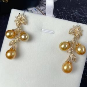Home Golden pearl floral earrings in sterling silver